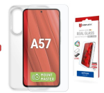 Ekraanikaitse ja &uuml;mbrise komplekt Displex Galaxy A57 10H klaas, s&otilde;rmej&auml;lgedele vastupidav