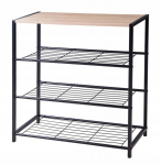 3-tasandiline metallist jalatsiriiul MDF pealispinnaga, must 63 cm, 30x63x63