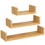 3-riiuliline komplekt, Begryf, 30/45/60x15x10 cm, bambus, liigendiga