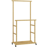 Riietestaat ratastega, bambus, 80x40x160 cm, 1 tk