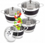 Pottide komplekt Kamille roostevaba teras 8 tk.