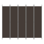 vidaXL 5 paneeliga ruumijagaja, pruun, 250 x 220 cm, kangas