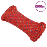 vidaXL paadik&ouml;is, punane, 4 mm, 500 m, pol&uuml;prop&uuml;leen