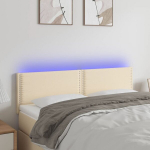 vidaXL LED-voodipeats, kreemjas, 144x5x78/88 cm, kangas