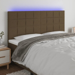 vidaXL LED-voodipeats, tumepruun, 180x5x118/128 cm, kangas
