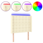 vidaXL LED-voodipeats, kreemjas, 83x16x118/128 cm, kunstnahk