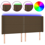 vidaXL LED-voodipeats, tumepruun, 203x16x118/128 cm, kangas