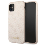 GUESSi k&otilde;va &uuml;mbris iPhone 11 6.1 XR 4G Charms Collectionile kuldse logoga, Rožinė