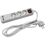 Pikenduskaabel Entac 3 pesa + 2 USB, 1,5 m