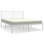 vidaXL metallist voodiraam peatsiga, valge, 135x190 cm