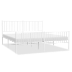 vidaXL metallist voodiraam peatsi ja jalutsiga, valge, 183x213 cm