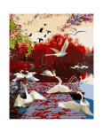 Maalimine numbrite j&auml;rgi - maalimise komplekt 40x50 cm. "Swans on the pond"