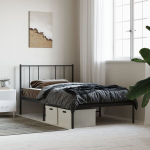 vidaXL metallist voodiraam peatsiga, must, 90 x 190 cm