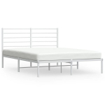 vidaXL metallist voodiraam peatsiga, valge, 135x190 cm