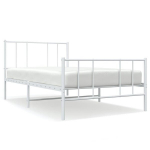 vidaXL metallist voodiraam peatsi ja jalutsiga, valge, 75x190 cm