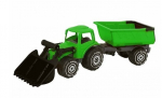 Suur traktor haagisega Plasto, 56,5 cm, roheline