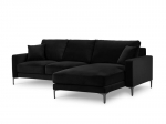 Parempoolne nurgadiivan velvet sofa Venus, 4 istekohta, must