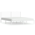 vidaXL metallist voodiraam peatsiga, valge, 193x203 cm
