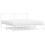 vidaXL metallist voodiraam peatsiga, valge, 193x203 cm