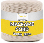 Makramee k&ouml;is 3mm x 300m Beež Creative Deco puuvillane l&otilde;ng heegeldamiseks