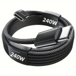 USB C Kaabel PD 240W Kiirlaadimine Nailonpunutud Andmekaabel MacBookile, iPadile, Samsungile