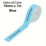 1 rull 15mm7m/4m J&auml;tkuv Sildi Paber P12/P15/P50/Q30/D30 KingJim LR5C/LR20C Kontori Sildiprinterile 15mm7m/4m., 7 m - mėlyna