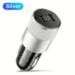 40W Topelt PD autolaadija kiirlaadimine USB C., Juoda + Sidabrinė