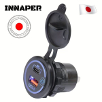 INNAPER auto, mootorratta, paadi USB laadija A/C portide ja PD/QC3.0 kiirlaadimisega, 5.6-3.2V pinget ja disain.