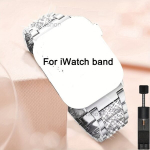 Teemantkristallidega kaunistatud nutikella rihmad Apple Watchile., Sidabri&scaron;kai pilka