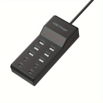 10-Port USB ja Type-C Laadimisjaam - Kiire Multi-Seade Laadija L&uuml;hise Kaitsega, Juoda