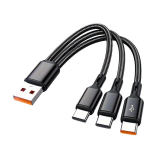 Kiirlaadija 3-&uuml;hes USB Type-C Kaabel, 100W, 6A, Juoda