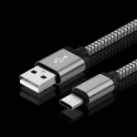 60W Kiirtasuga USB T&uuml;&uuml;p C Kaabel, Pikk Nailonpunutis Laadimiskaabel Sobib Samsung/Galaxy/ Ja USB C T&uuml;&uuml;plaadijatele., pilka
