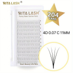 4D 0.07 204 Valet Ripsmed Kitsas Tipud Terav Tip Vol&uuml;&uuml;m Ripsmepikendused, 4D 0,07 C 11MM