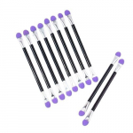 10TK Kahepoolne &Scaron;vammi Lauv&auml;rvi Pintslid, Mitmeotstarbeline Komplekt., Dviejų galų kempinė akių &scaron;e&scaron;ėliai 10 vnt. juoda rankena sidabrinė vamzdelis violetinė kempinė