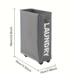Kitsas pesukorv ratastel, kokkupandav pesukorv sirmiga, Tamsiai pilkos spalvos atnaujinimas Atsparus dilimui + atsparus vandeniui su voleliais