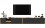Riputatav TV Kapp Meble Lindner Wotan Tamm Must Matt 300 cm, 300 x 39 x 35