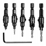 Puuriotsak Rosfix &ndash; Komplekt 5 tk, Roostevaba teras, Diameeter 5&ndash;12 mm, 1/4'' vars