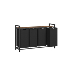 Pesukorv, pesukoguja, metallraam, 3 x 38 liitrit, 92,5 x 33 x 71 cm, vintagepruun-must.