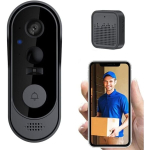 Kaameraga traadita uksekell, 1080P WiFi veekindel uksekell, nutikas heliga uksekella sisetelefon, rakenduse &auml;ratus, PIR-tuvastus