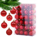 Komplekt j&otilde;ulupuu kuusepallid 48tk pakendis punane l&auml;bim&otilde;&otilde;t 3.5cm BSN09WZ3