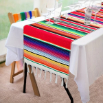 Mehhiko Serape Lauajooksja, Puuvillane Narmastega, 35.56 X 213.36 Cm., Raudona