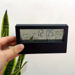 LED Vaikne Nutikas Ilmastiku Elektrooniline Kell: Lihtne Digitaalne Temperatuuri N&auml;idik Koos Igavese Kalendriga Ja &Auml;ratusfunktsiooniga - Patareitoitega, Patareid Mitte Kaasas., Juoda