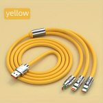 1tk Uus Kaasaskantav Kiirlaadimise USB Kaabel, V&auml;rvikas 3 &Uuml;hes Andmekaabel iPhone/Android Телефон., Geltona