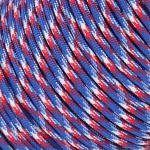 Universaalne 4mm 7-s&uuml;damikuline mitmev&auml;rviline paracord k&ouml;is DIY kaelakeedele ja k&auml;ev&otilde;rudele pol&uuml;esterkiuduga., Mėlyna, raudona ir balta kamufliažas