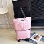 Kokkupandav Suure Mahutavusega Ostukott, Kaasaskantav Poekott Ratastega., Rožinis