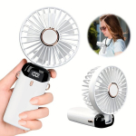 Kaasaskantav K&auml;eshoitav Kaela Ventilaator Aroomiteraapia Digiekraaniga 5 Kiirusega 90&deg; Reguleeritav Laetav., Baltas