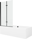 Vann Mexen Cube viimistluse ja klaasseinaga, 180x80 cm + 100 cm (II), White+Black/Transparent