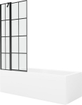 Vann Mexen Cubik koos viimistluse ja klaasseinaga, 170x70 cm + 80 cm, White+Black grid