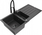 Graniidist valamu Mexen Andres koos segisti ja sifooniga, Black granite+Black