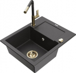 Graniidist k&ouml;&ouml;givalamu Mexen Enzo koos segisti ja sifooniga, Black granite+Black granite/Gold